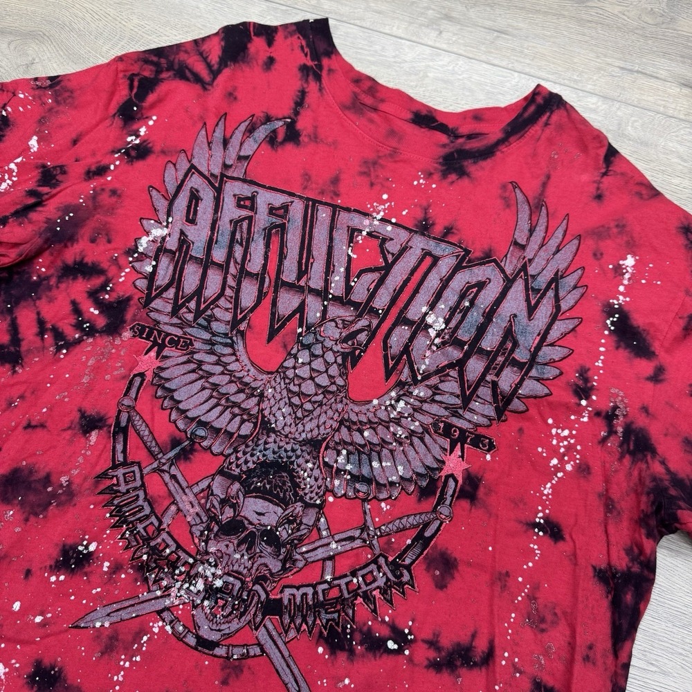 Affliction Live Fast USA Tour S/S T Shirt Men's Sz XXL Eagle Skull Sword Biker
